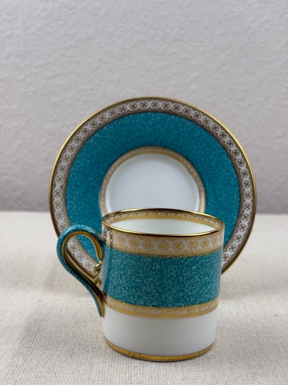 Wedgewood Ulander Powder Turquoise Demitasse Cup and Saucer-Pattern # W1503